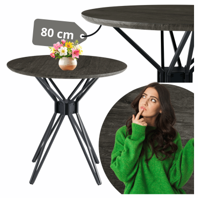 Okrągły Stół Kuchenny Do Jadalni Salonu Kuchni Nowoczesny 80 cm Metalowy Czarny POLY