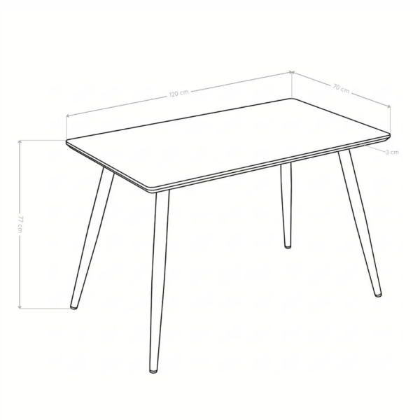 Nowoczesny Stół Kuchenny Do Jadalni Salonu Kuchni Prostokątny 120x70 cm Dąb Ciepły Czarny NAPOLI