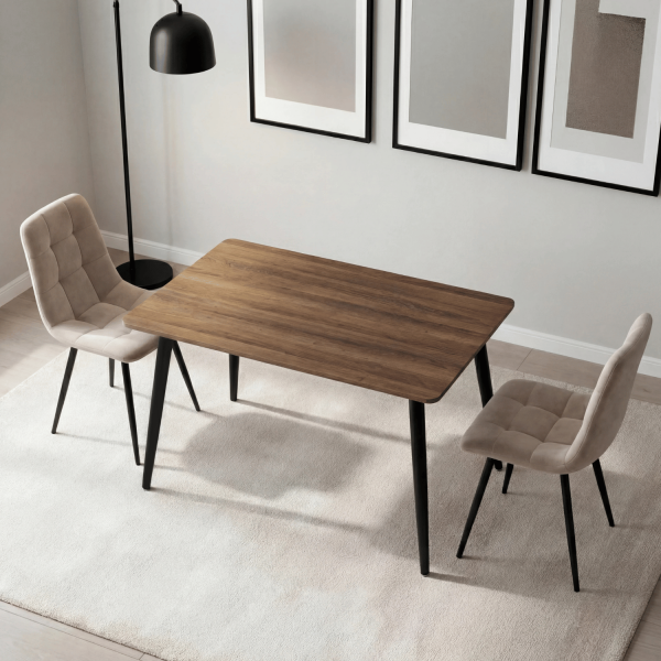 Nowoczesny Stół Kuchenny Do Jadalni Salonu Kuchni Prostokątny 120x70 cm Dąb Ciepły Czarny NAPOLI