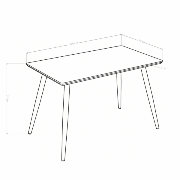 Stół Kuchenny Do Jadalni Salonu Kuchni Nowoczesny Prostokątny 120x70 cm Czarny NAPOLI