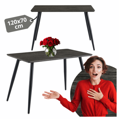 Stół Kuchenny Do Jadalni Salonu Kuchni Nowoczesny Prostokątny 120x70 cm Czarny NAPOLI