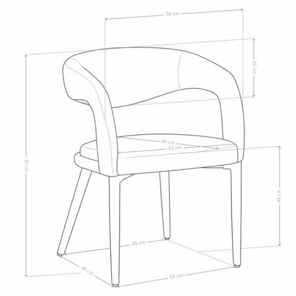 Nowoczesne Krzesło z Podłokietnikami Loft Do Jadalni Salonu Tapicerowane Minimalistyczne Ciemnoszare BALANCE
