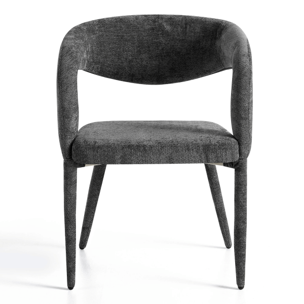 Nowoczesne Krzesło z Podłokietnikami Loft Do Jadalni Salonu Tapicerowane Minimalistyczne Ciemnoszare BALANCE