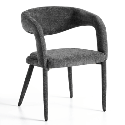 Nowoczesne Krzesło z Podłokietnikami Loft Do Jadalni Salonu Tapicerowane Minimalistyczne Ciemnoszare BALANCE