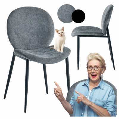 Nowoczesne Krzesło Kuchenne Do Jadalni Salonu Kuchni Tapicerowane Minimalistyczne Szare Czarne PERFECT