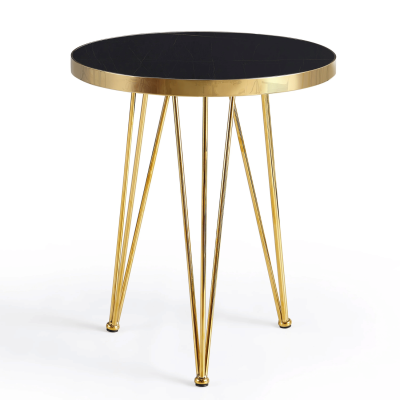 Stół Glamour Kuchenny 80 cm Okrągły Do Salonu Jadalni Kuchni Nowoczesny Czarny Marmur TOLIA