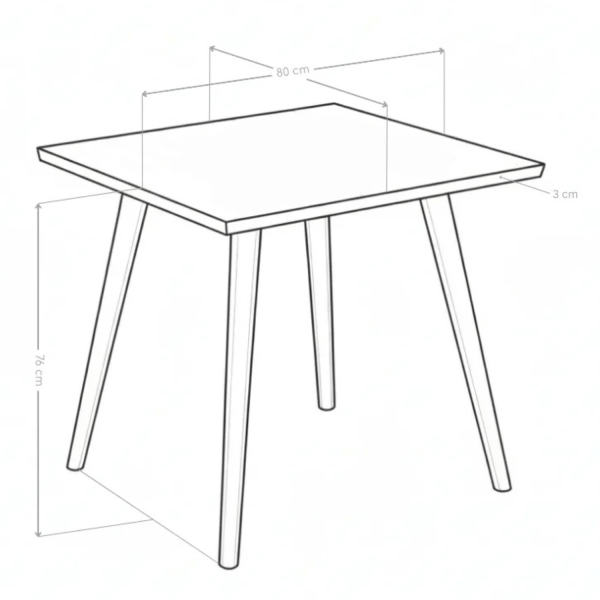 Kwadratowy Stół 80x80 cm Kuchenny Klasyczny Nowoczesny Loft Do Jadalni Salonu Kuchni Dąb Czarny ZALI