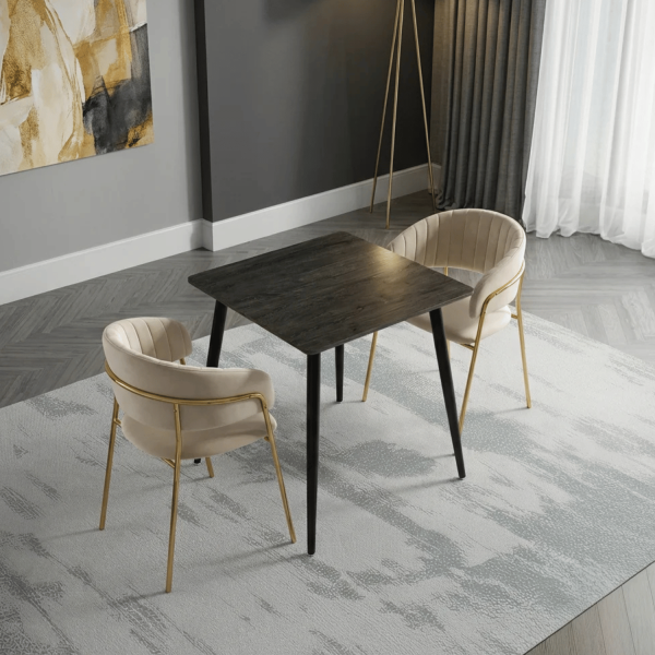 Kwadratowy Stół 80x80 cm Kuchenny Klasyczny Nowoczesny Loft Do Jadalni Salonu Kuchni Dąb Czarny ZALI