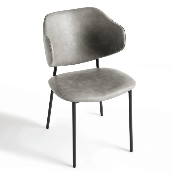 Popielate Tapicerowane Krzesło Kuchenne Skórzane Nowoczesne Loft Do Jadalni Salonu Kuchni Eco Skóra Szare HVAR