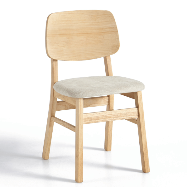 Nowoczesne Skandynawskie Krzesło Kuchenne Tapicerowane Drewniane Do Jadalni Salonu Kuchni Beżowe Dąb VERA