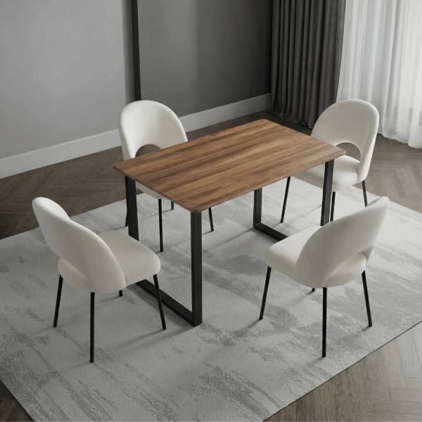 Nowoczesny Stół Kuchenny Industrialny Do Jadalni Salonu Prostokątny 120x70 cm Dąb Ciepły Czarny ZEUS
