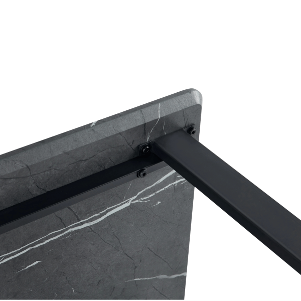 Nowoczesny Stół Kuchenny Do Jadalni Salonu Industrialny Prostokątny 120x70 cm Szary Marmur Czarny ZEUS