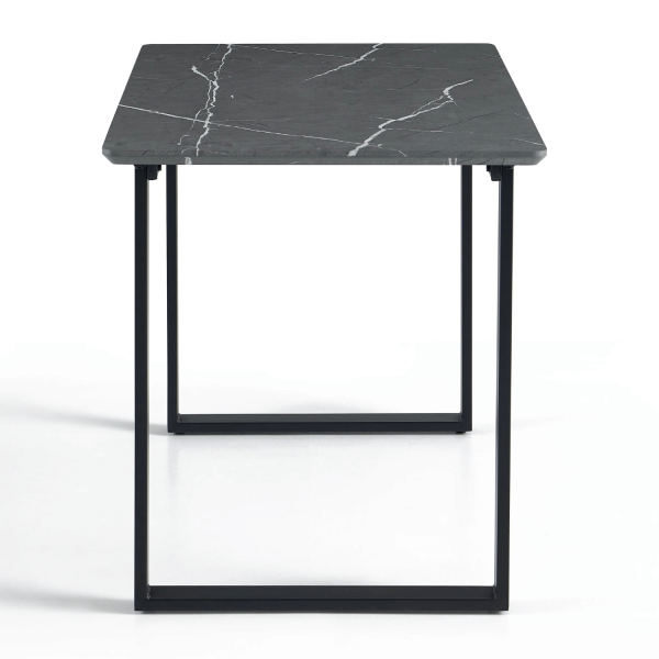 Nowoczesny Stół Kuchenny Do Jadalni Salonu Industrialny Prostokątny 120x70 cm Szary Marmur Czarny ZEUS
