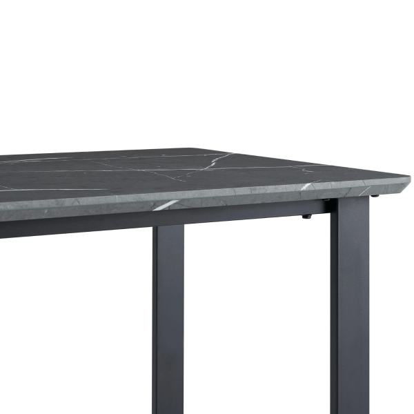 Nowoczesny Stół Kuchenny Do Jadalni Salonu Industrialny Prostokątny 120x70 cm Szary Marmur Czarny ZEUS