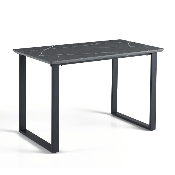 Nowoczesny Stół Kuchenny Do Jadalni Salonu Industrialny Prostokątny 120x70 cm Szary Marmur Czarny ZEUS