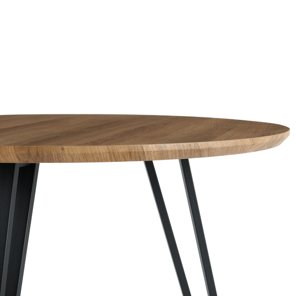 Mały Nowoczesny Stół Kuchenny Do Jadalni Salonu Okrągły 80 cm Industrialny Loft Dąb Ciepły ZOE