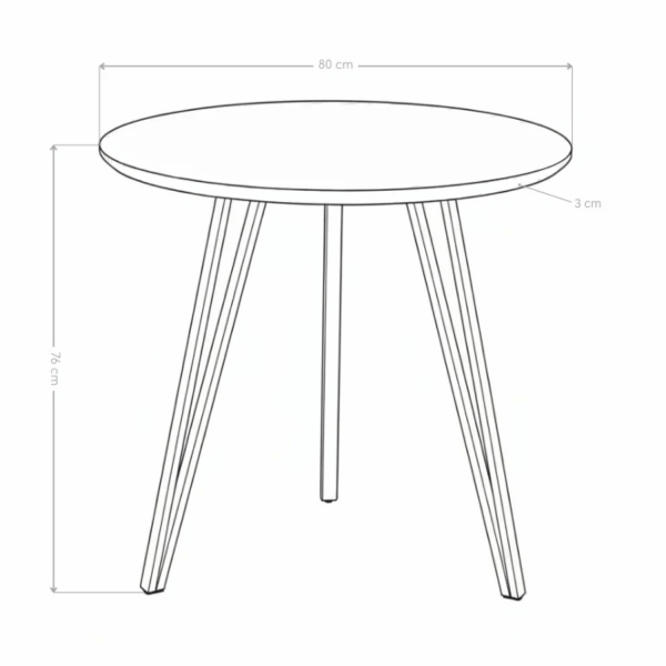 Stół Kuchenny 80 cm Do Jadalni Salonu Okrągły Mały Nowoczesny Industrialny Loft Dąb Szary ZOE
