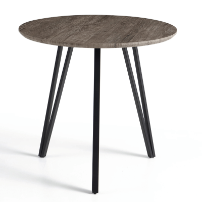 Stół Kuchenny 80 cm Do Jadalni Salonu Okrągły Mały Nowoczesny Industrialny Loft Dąb Szary ZOE