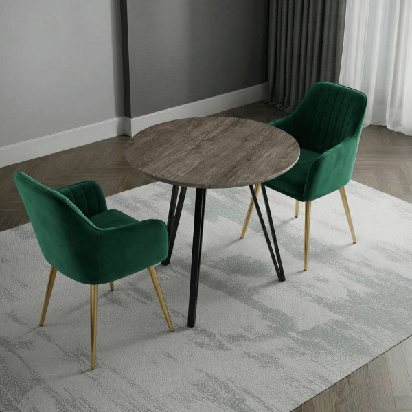 Stół Kuchenny 80 cm Do Jadalni Salonu Okrągły Mały Nowoczesny Industrialny Loft Dąb Szary ZOE