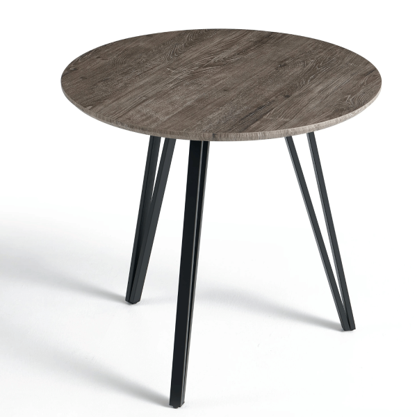Stół Kuchenny 80 cm Do Jadalni Salonu Okrągły Mały Nowoczesny Industrialny Loft Dąb Szary ZOE