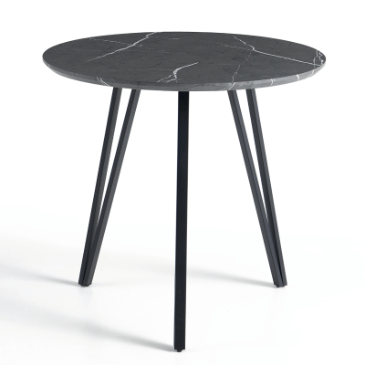 Okrągły Industrialny Mały Stół Kuchenny Nowoczesny Do Jadalni Salonu 80 cm Loft Sary Marmur ZOE