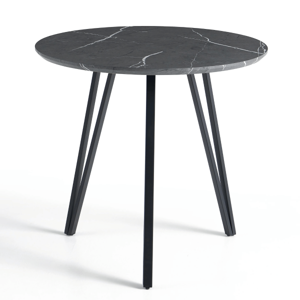 Okrągły Industrialny Mały Stół Kuchenny Nowoczesny Do Jadalni Salonu 80 cm Loft Sary Marmur ZOE