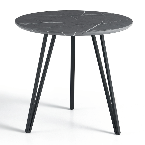 Okrągły Industrialny Mały Stół Kuchenny Nowoczesny Do Jadalni Salonu 80 cm Loft Sary Marmur ZOE