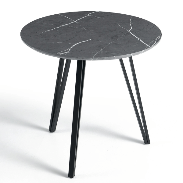 Okrągły Industrialny Mały Stół Kuchenny Nowoczesny Do Jadalni Salonu 80 cm Loft Sary Marmur ZOE