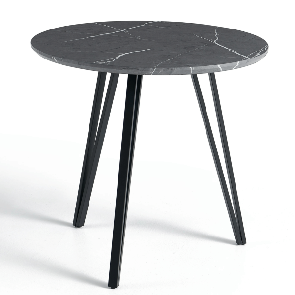 Okrągły Industrialny Mały Stół Kuchenny Nowoczesny Do Jadalni Salonu 80 cm Loft Sary Marmur ZOE