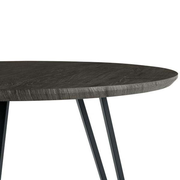 Industrialny Stół Kuchenny Do Jadalni Salonu Okrągły 80 cm Mały Nowoczesny Loft Dąb Czarny ZOE