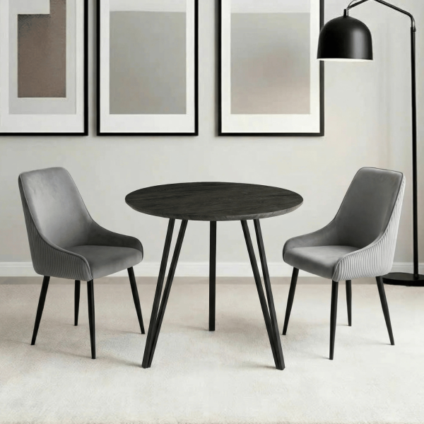 Industrialny Stół Kuchenny Do Jadalni Salonu Okrągły 80 cm Mały Nowoczesny Loft Dąb Czarny ZOE