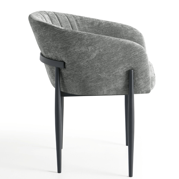Krzesło Kubełkowe Do Jadalni Salonu Tapicerowane Nowoczesne Retro Loft Szare Popielate COMFY