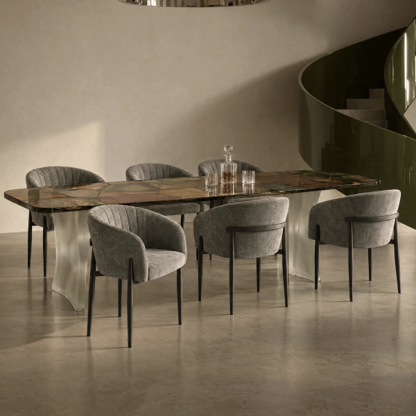 Krzesło Kubełkowe Do Jadalni Salonu Tapicerowane Nowoczesne Retro Loft Szare Popielate COMFY
