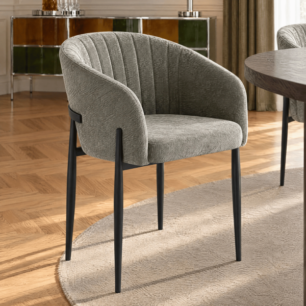 Krzesło Kubełkowe Do Jadalni Salonu Tapicerowane Nowoczesne Retro Loft Szare Popielate COMFY