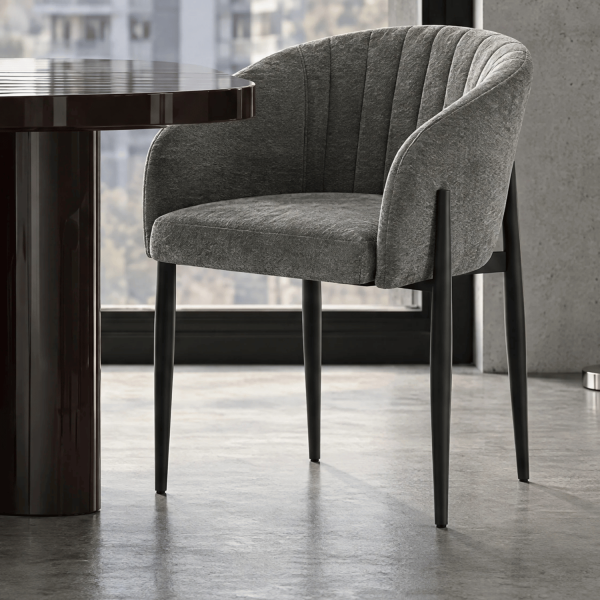 Krzesło Kubełkowe Do Jadalni Salonu Tapicerowane Nowoczesne Retro Loft Szare Popielate COMFY