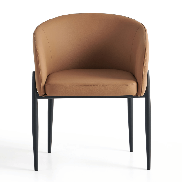 Krzesło Kubełkowe Do Jadalni Salonu Tapicerowane Nowoczesne Loft Skórzane Ekoskóra Karmelowe COMFY