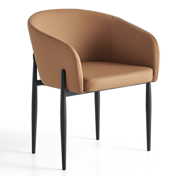 Krzesło Kubełkowe Do Jadalni Salonu Tapicerowane Nowoczesne Loft Skórzane Ekoskóra Karmelowe COMFY
