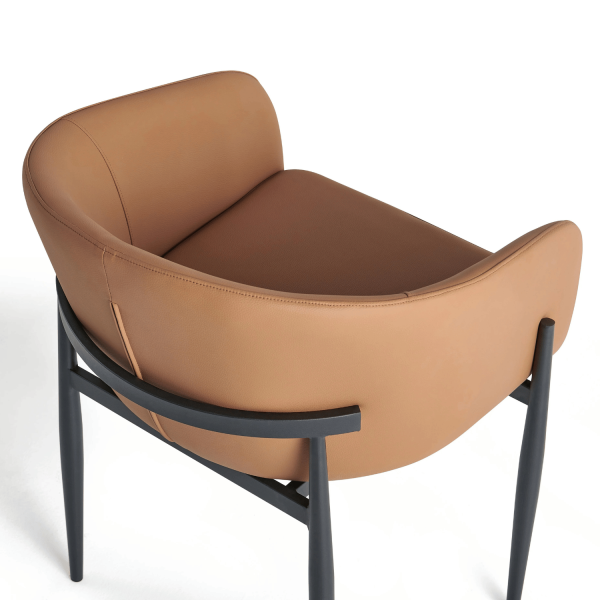 Krzesło Kubełkowe Do Jadalni Salonu Tapicerowane Nowoczesne Loft Skórzane Ekoskóra Karmelowe COMFY