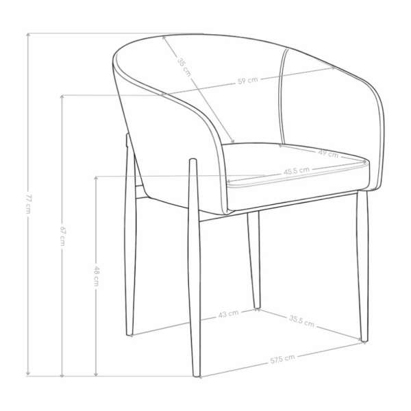 Krzesło Kubełkowe Do Jadalni Salonu Tapicerowane Nowoczesne Loft Skórzane Ekoskóra Karmelowe COMFY