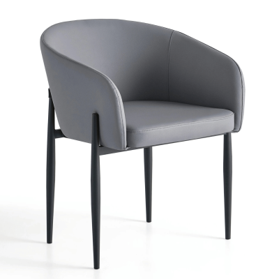 Skórzane Popielate Krzesło Kubełkowe Do Jadalni Salonu Tapicerowane Nowoczesne Loft Ekoskóra Szare COMFY