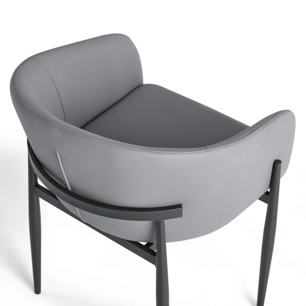 Skórzane Popielate Krzesło Kubełkowe Do Jadalni Salonu Tapicerowane Nowoczesne Loft Ekoskóra Szare COMFY