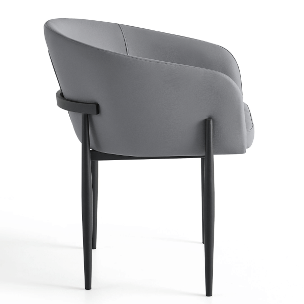 Skórzane Popielate Krzesło Kubełkowe Do Jadalni Salonu Tapicerowane Nowoczesne Loft Ekoskóra Szare COMFY