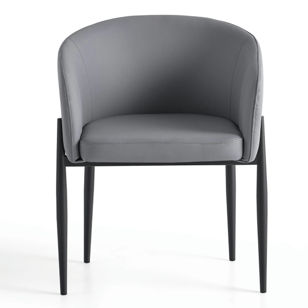 Skórzane Popielate Krzesło Kubełkowe Do Jadalni Salonu Tapicerowane Nowoczesne Loft Ekoskóra Szare COMFY