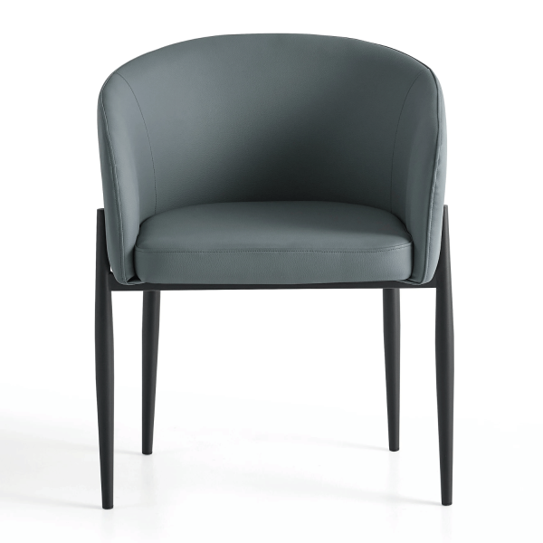 Skórzane Krzesło Kubełkowe Do Jadalni Salonu Tapicerowane Nowoczesne Loft Ekoskóra Szare COMFY