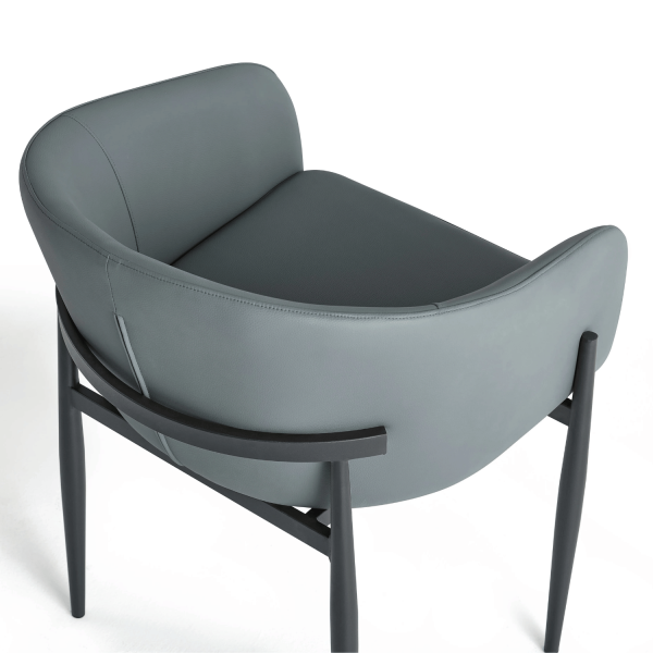 Skórzane Krzesło Kubełkowe Do Jadalni Salonu Tapicerowane Nowoczesne Loft Ekoskóra Szare COMFY