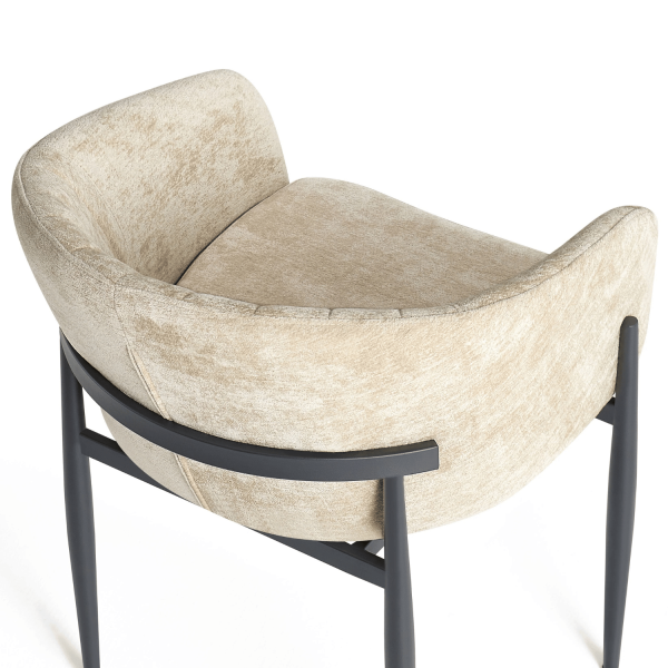 Tapicerowane Krzesło Kubełkowe Do Jadalni Salonu Nowoczesne Retro Loft Beżowe COMFY