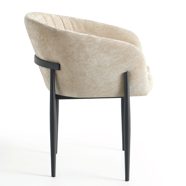 Tapicerowane Krzesło Kubełkowe Do Jadalni Salonu Nowoczesne Retro Loft Beżowe COMFY