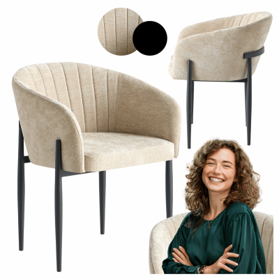 Tapicerowane Krzesło Kubełkowe Do Jadalni Salonu Nowoczesne Retro Loft Beżowe COMFY