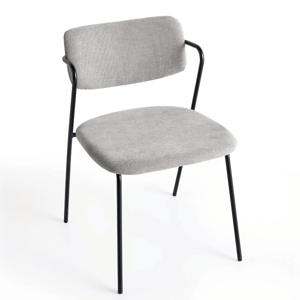 Popielate Minimalistyczne Krzesło Kuchenne Do Jadalni Salonu Tapicerowane Loft Metalowe Czarne Szare KELI