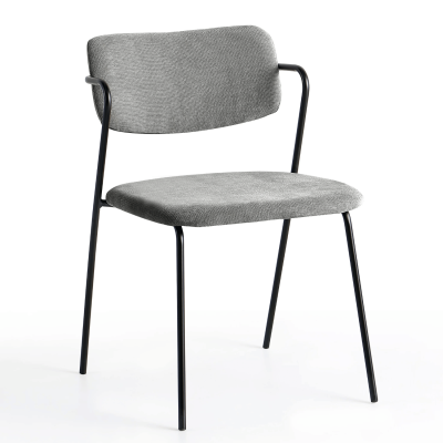 Minimalistyczne Krzesło Kuchenne Do Jadalni Salonu Tapicerowane Loft Metalowe Czarne Szare KELI